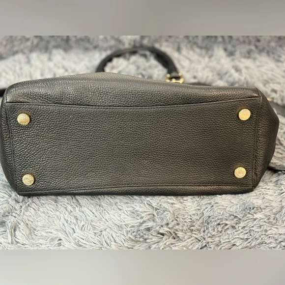 Michael Kors Black Pebbled Leather Shoulder Bag Removable Strap MK Logo - Picture 7 of 11